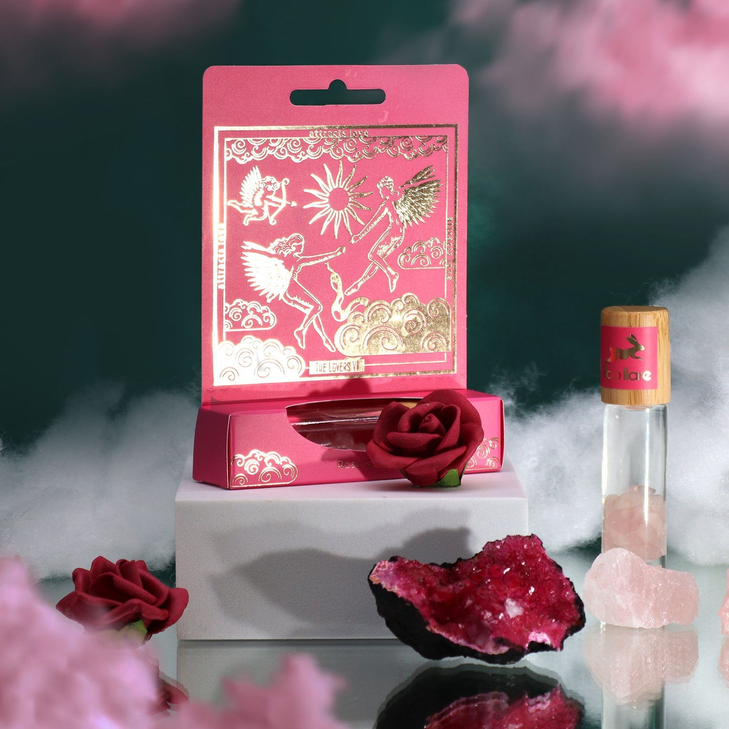 Aceite Esencial en Roll On "Los Amantes" de Hop Hare con Cuarzo Rosa