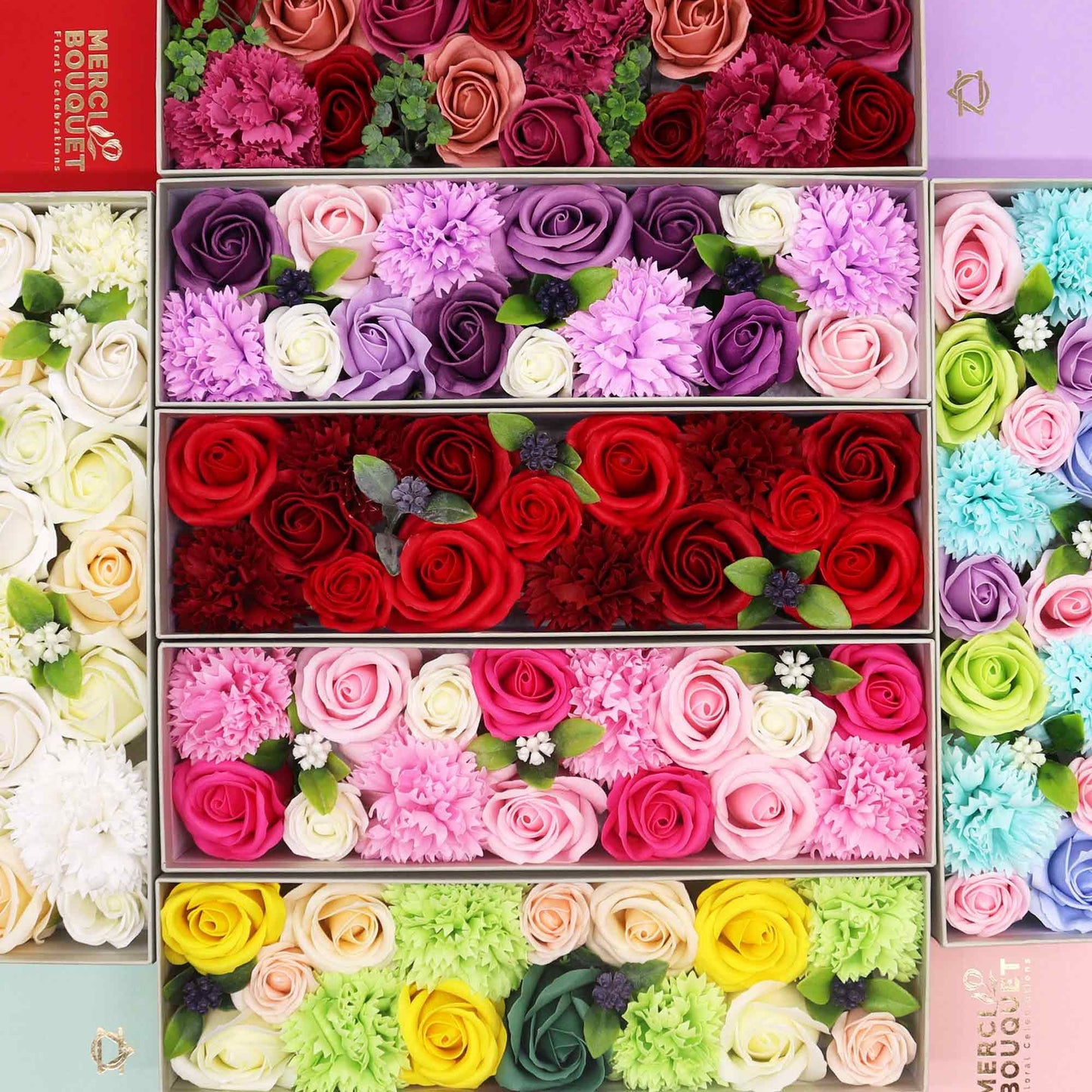 Caja Larga - Rosas Vintage - Flores de Jabón