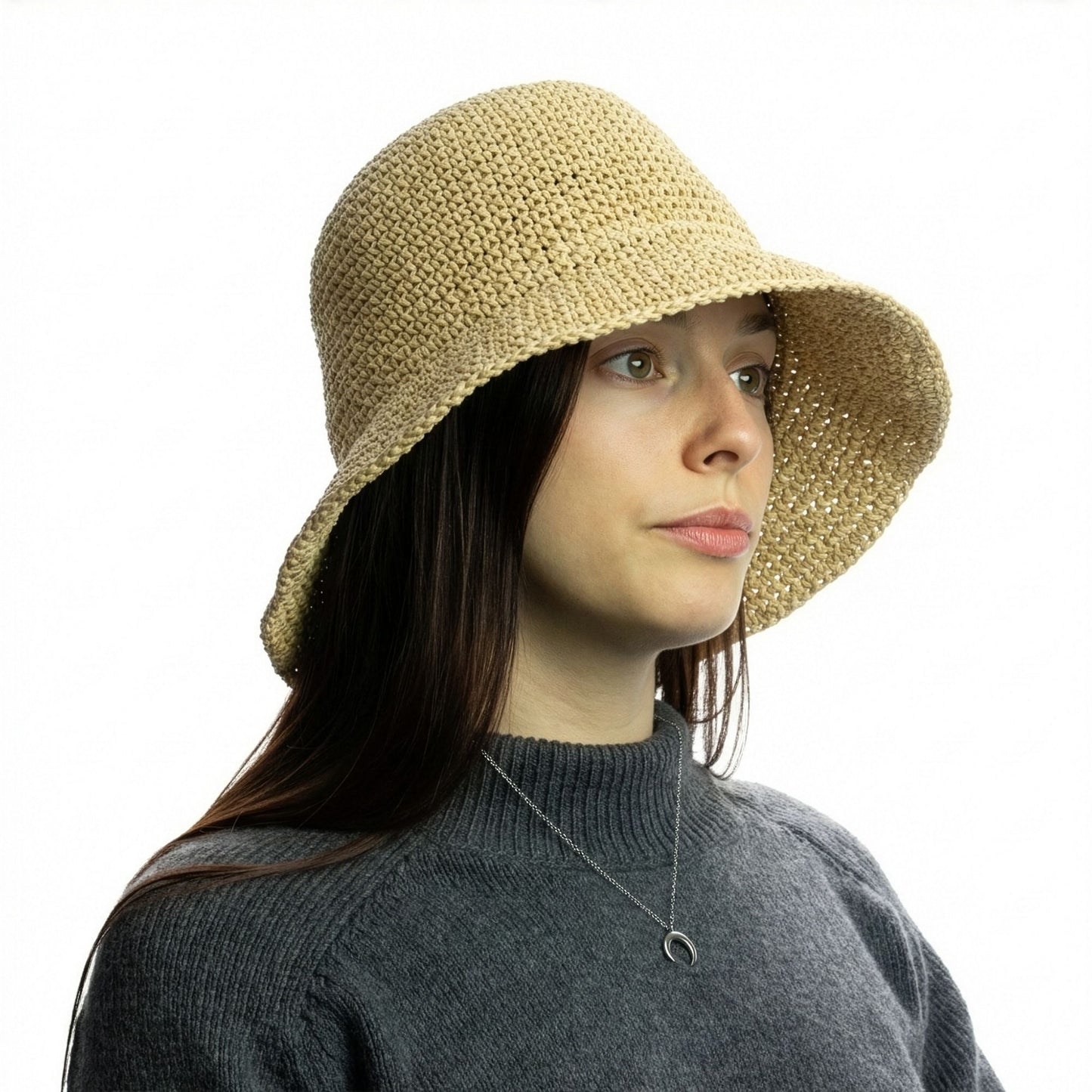 Sombrero de paja tipo floppy para el sol - beige natural