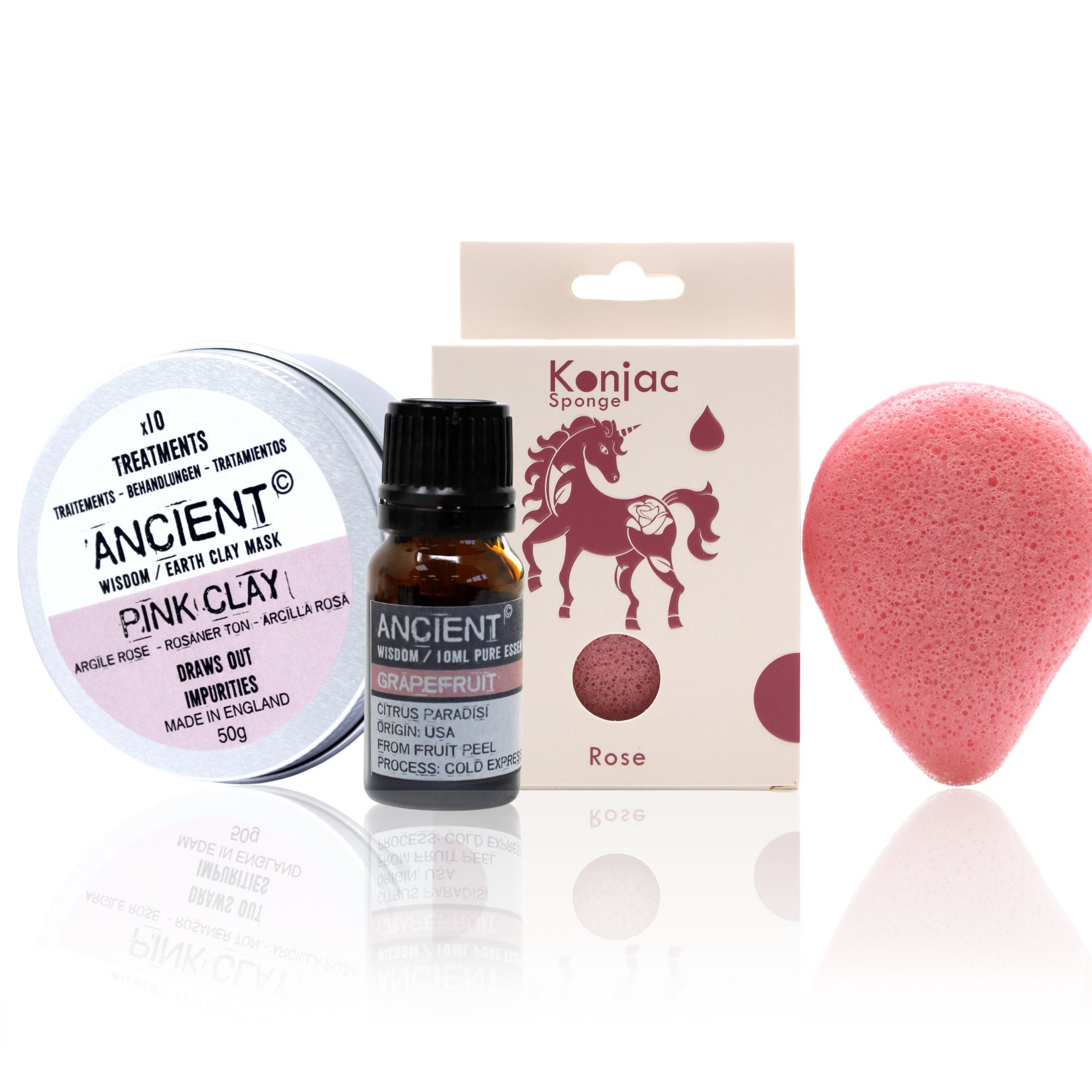 Pack Ritual Facial Iluminador – Konjac Rosa, Arcilla Rosa y Aceite Esencial de Pomelo