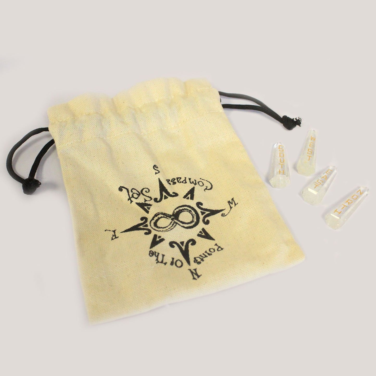 Juego de Piedras de Cuarzo Blanco con Los Puntos Cardinales