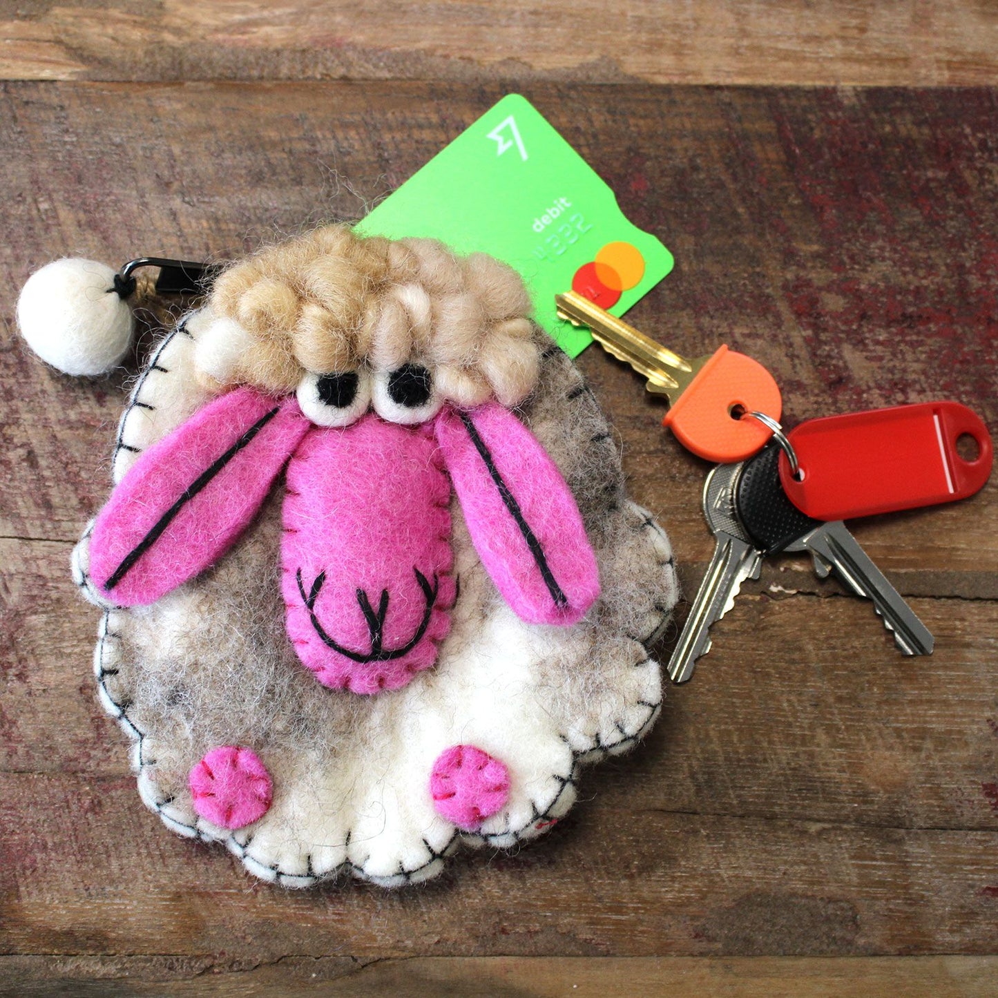 Estuche de Fieltro Natural Oveja Feliz
