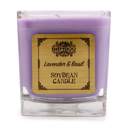 Vela de Cera de Soja con Fragancia a Lavanda y Albahaca