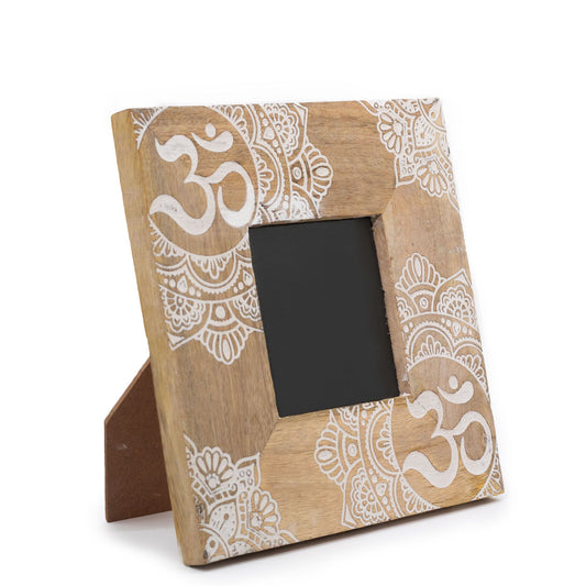 Marco pequeño de Madera de Mango (20x20x2cms) Mandala Blanco