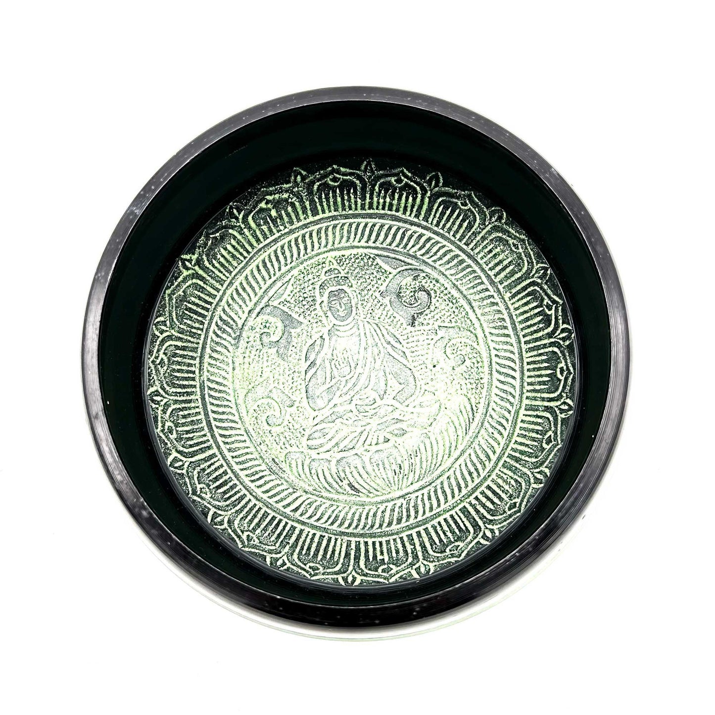 Cuenco Tibetano en polvo de tierra con Buddha Mandala (16cm)