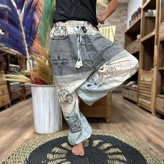 Pantalones de Yoga High Cross Estampado de Himalaya de Color Gris