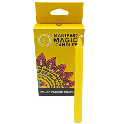 Velas Manifiesto Mágico Amarillas Chakra del Plexo Solar (Pack de 12 Unids)