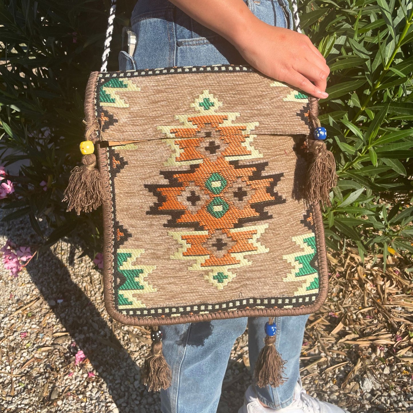 Bolso Bandolera Kilim de Color Beige