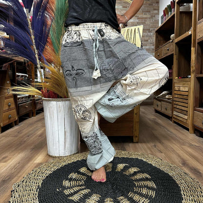 Pantalones de Yoga High Cross Estampado de Himalaya de Color Gris
