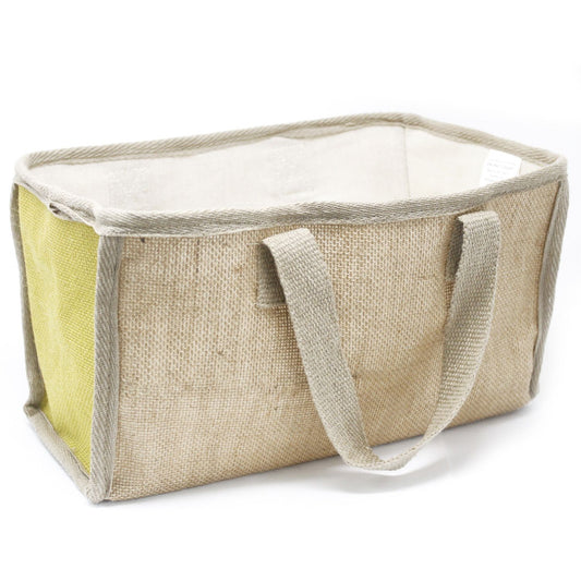 Cesta Grande de Yute Natural con Color Amarillo (33x18x20cm)