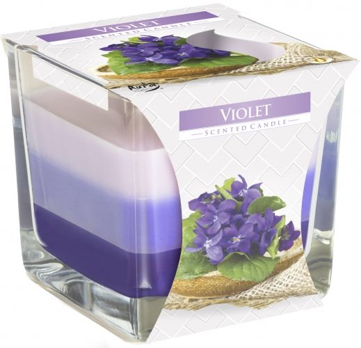 Vela en Tarro de vidrio en color Violeta Arcoiris