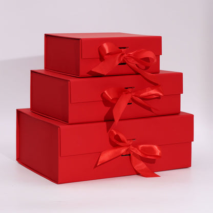 Caja de regalo plegable con Lazo 28.2x20.2x9.2 cm - Roja