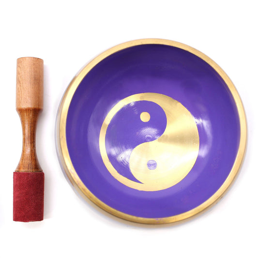Cuencos Tibetano Grande Yin & Yang Blanco/Morado (14cm)