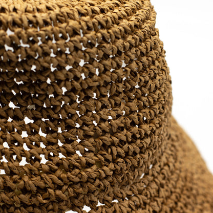 Nomad Sari Sombrero de Sol de Paja con Ala Flexible - Café Natural