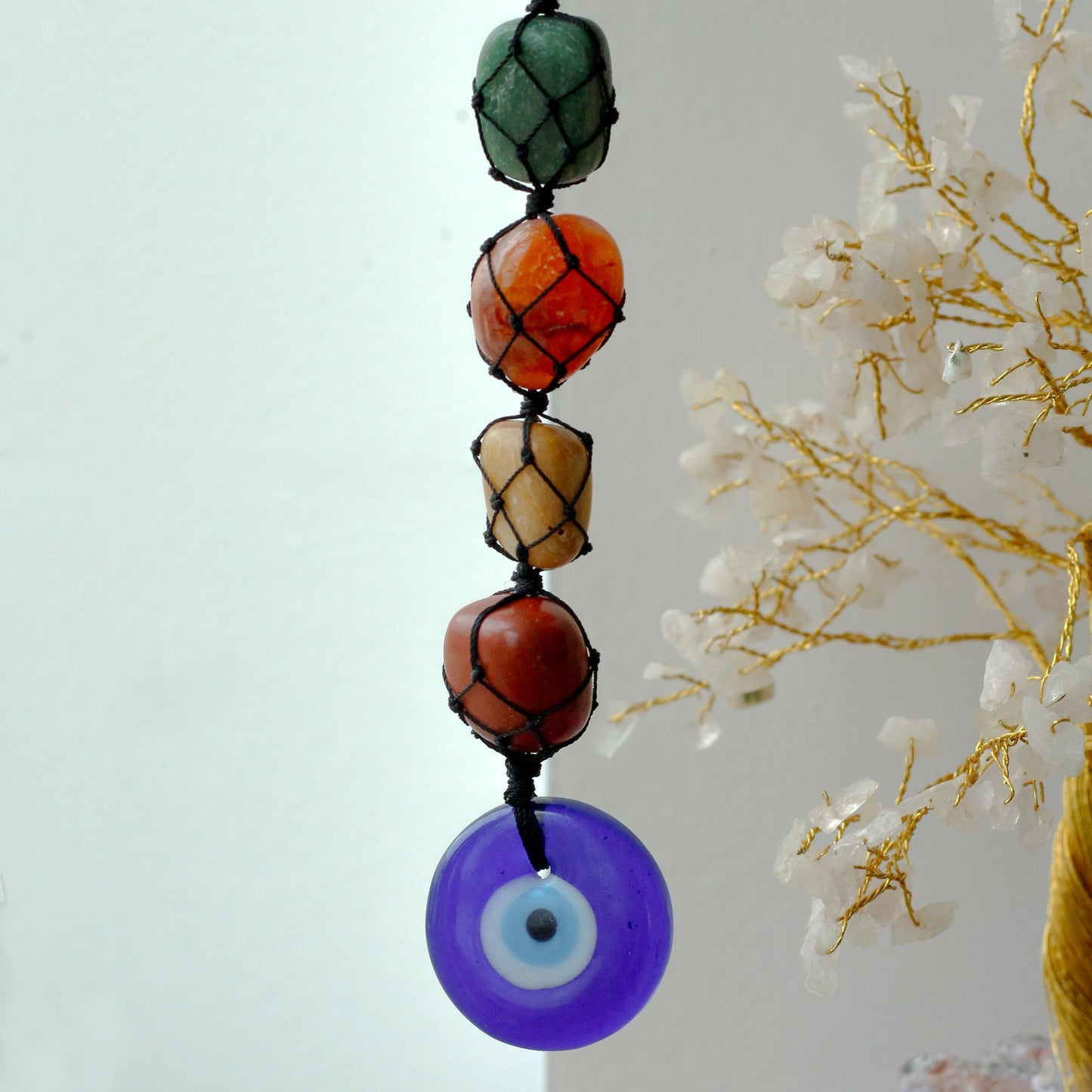 Colgante de Piedra con Chakras para Mal de Ojo