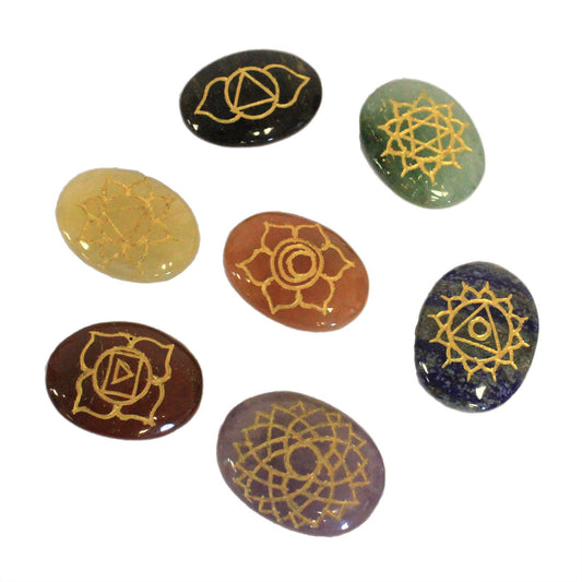Set de Piedras de Chakra Grandes con Forma Ovalada