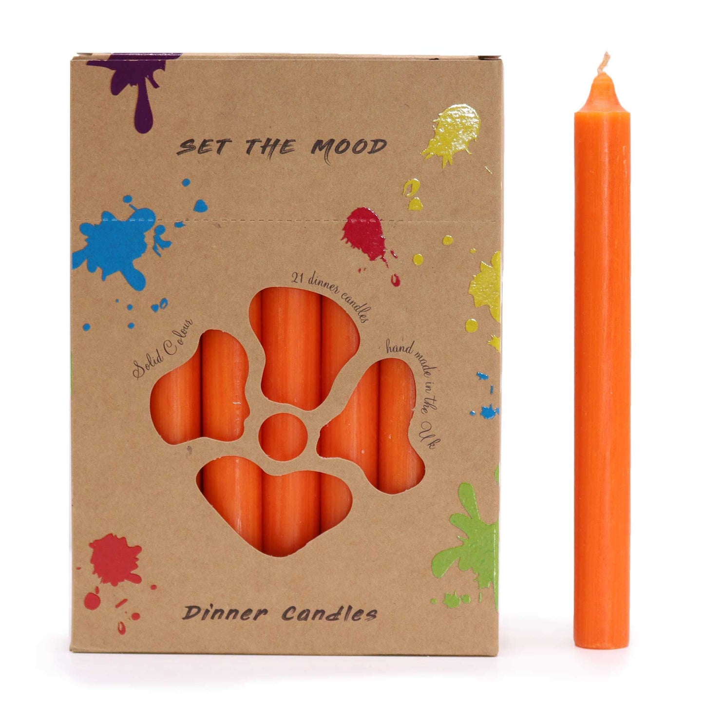 Velas de Mesa de Color Sólido Naranja Rústico - Caja de 21 unids