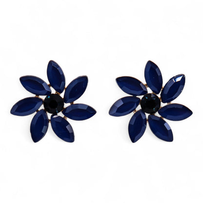 Pendientes de Cristal Vintage - Flores - Azul