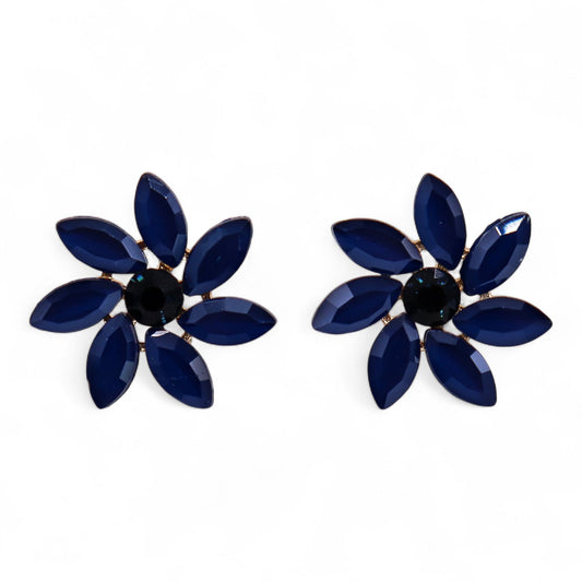 Pendientes de Cristal Vintage - Flores - Azul