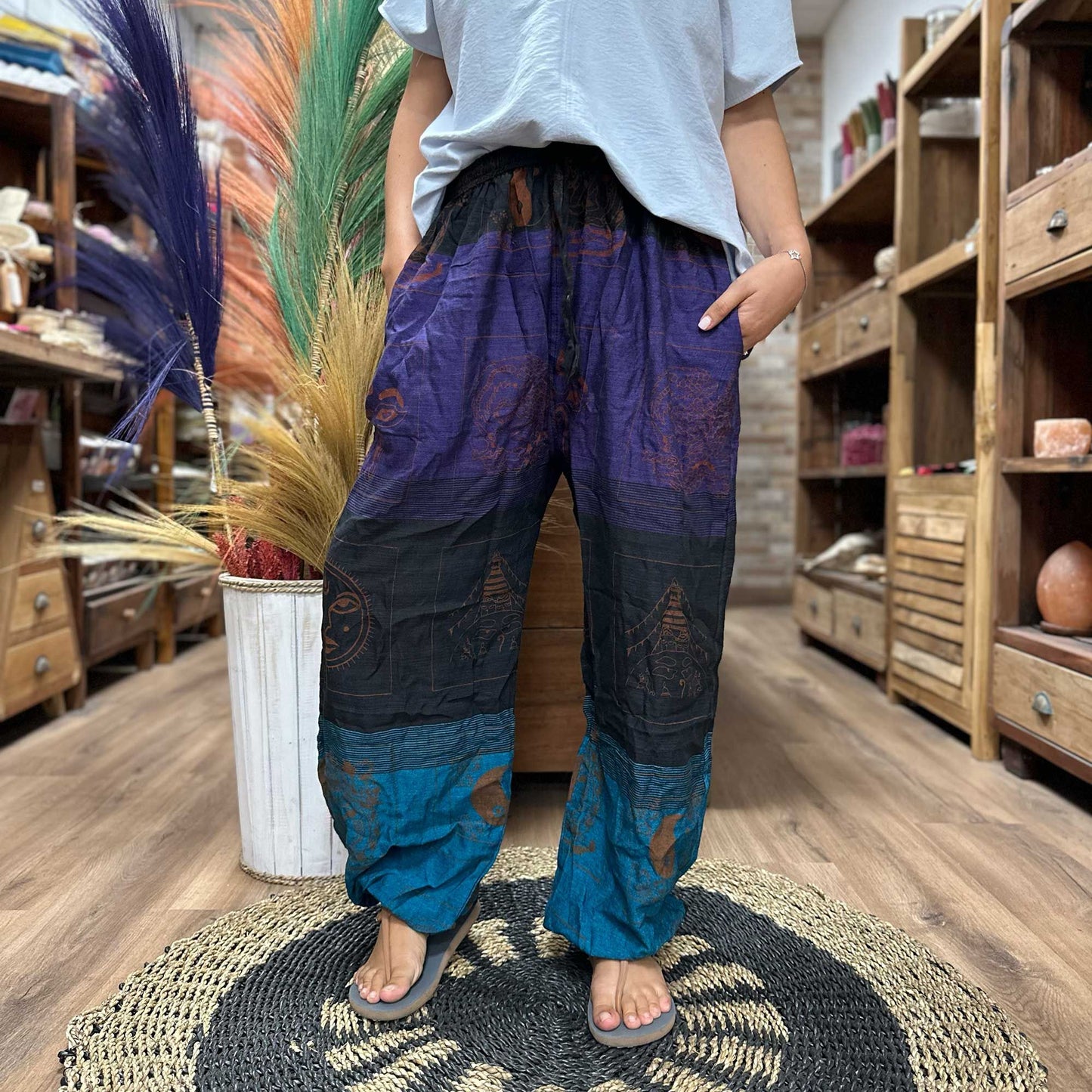 Pantalones de Yoga Estampado Himalaya High Cross en Morado