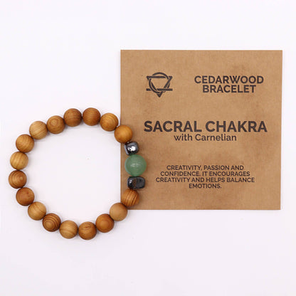 Pulsera de Cedro - Chakra Sacro - Aventurina Verde