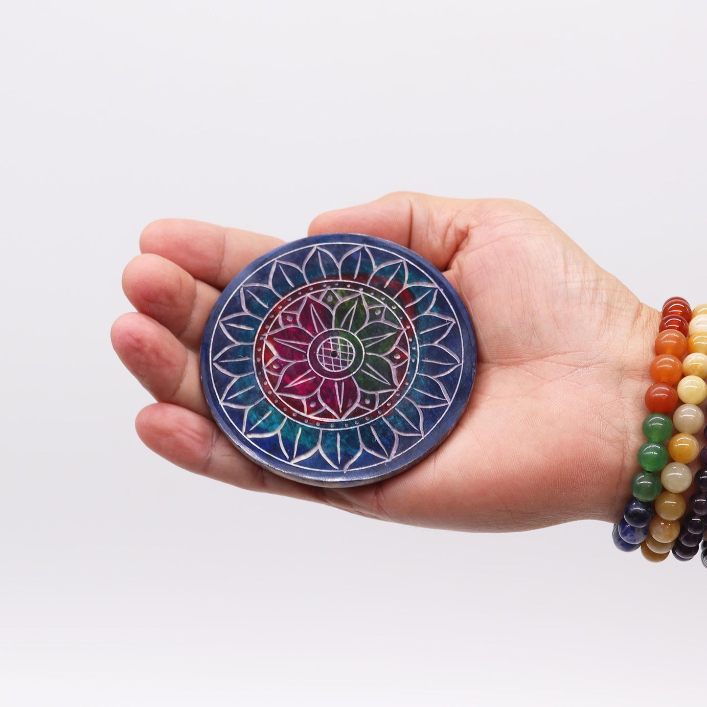 Porta Incienso con Forma de Disco de Esteatita Loto en Loto (8cm)