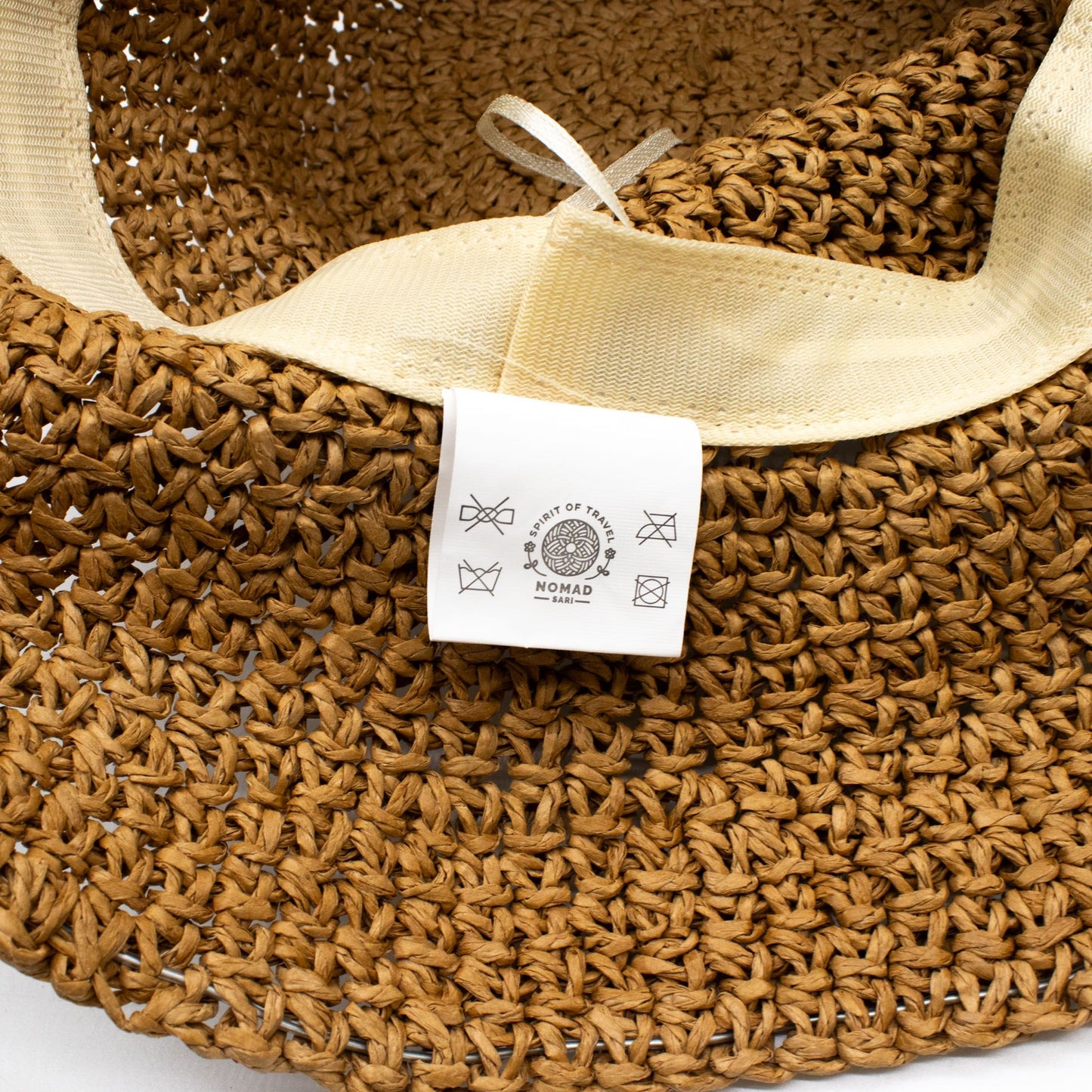 Nomad Sari Sombrero de Sol de Paja con Ala Flexible - Café Natural