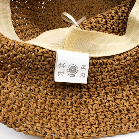 Nomad Sari Sombrero de Sol de Paja con Ala Flexible - Café Natural