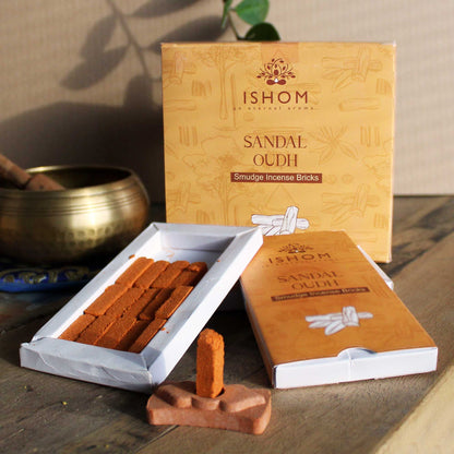 Pack de 15 Ladrillos de Incienso Natural con Quemador – Sándalo