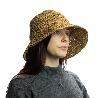 Nomad Sari Sombrero de Sol de Paja con Ala Flexible - Café Natural