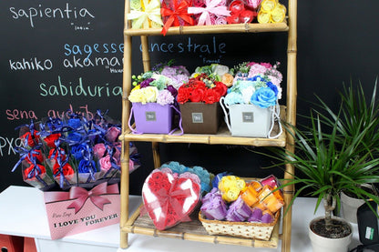 Set de 9 flores de Jabón - rosas rosa