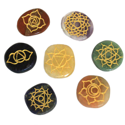 Conjunto de Piedras Pequeñas de Chakras con Forma Redondeada