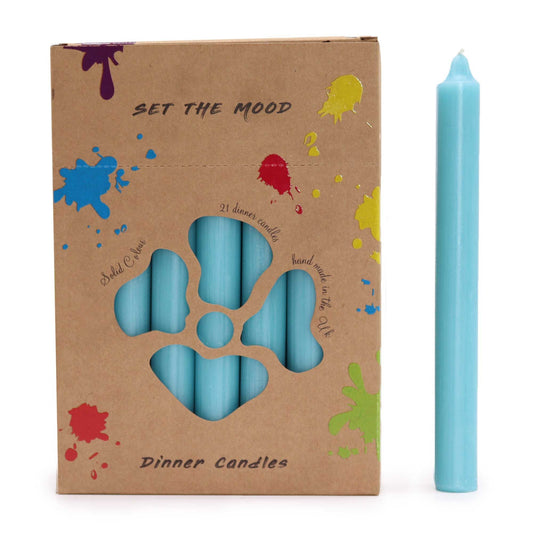 Caja de Velas en Color Azul Acuamarina (Pack de 21 Unids)