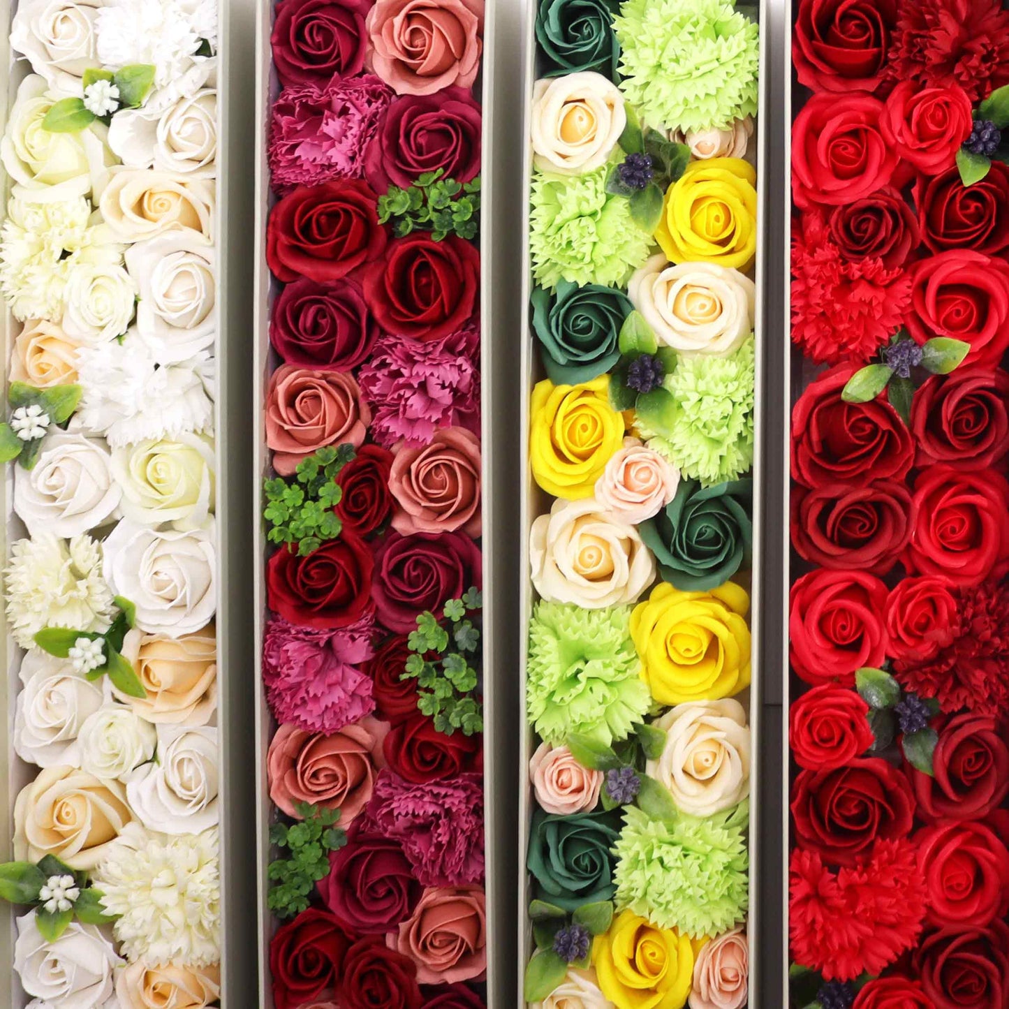 Caja Extra Larga - Celebraciones de Primavera - Amarillo y Verdes. Flores de Jabón