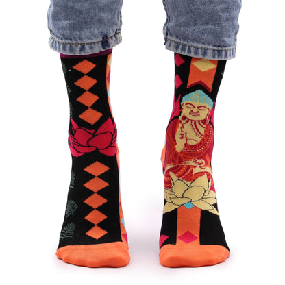 Calcetines Largos en Fibra de Bamboo Hop Hare Buddha Rosa y Loto (36-40)