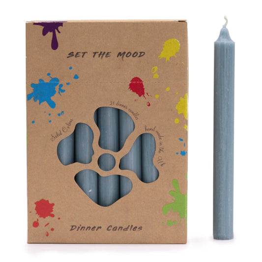 Juego de Velas de Mesa de Color Sólido Teal Rústico Pack de 21