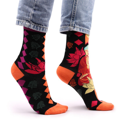 Calcetines Largos en Fibra de Bamboo Hop Hare Buddha Rosa y Loto (36-40)