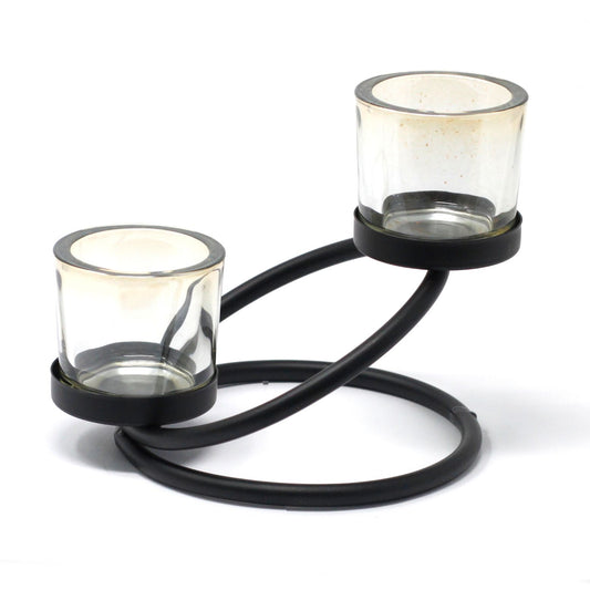 Candelabro de Hierro para 2 Velas Aro Doble
