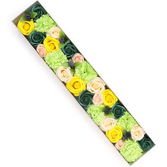 Caja Extra Larga - Celebraciones de Primavera - Amarillo y Verdes. Flores de Jabón