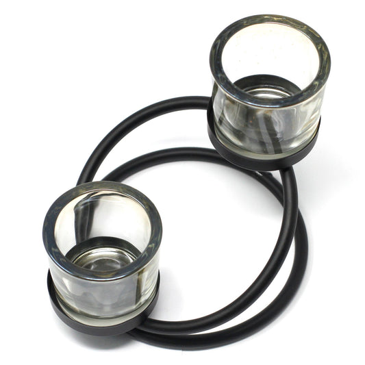 Candelabro de Hierro para 2 Velas Aro Doble