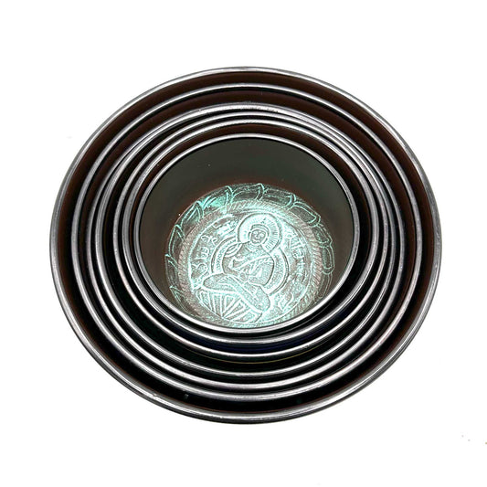 Juego de 7 Cuencos Tibetanos con Chakras Pequeños (14-22cm)