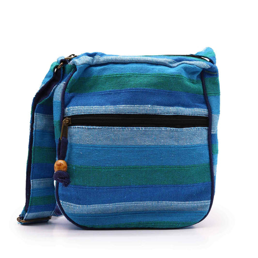 Bolso Bandolera de Nepal de Color Azul con Correa Ajustable