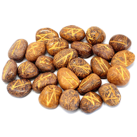 Juego de Runas de La India de Serpiente Jaspe en Bolsa