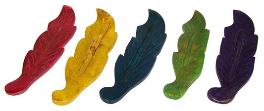 Porta Incienso de Madera con Forma de Hoja