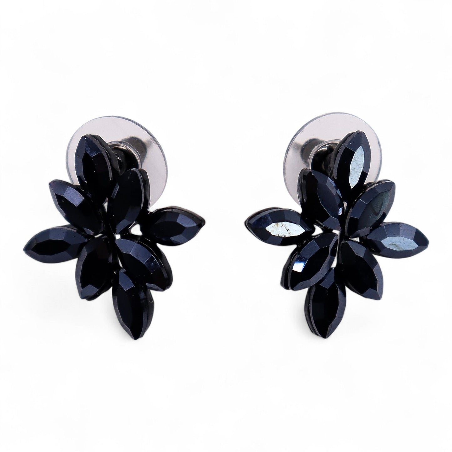 Pendientes de Cristal Vintage - Flores - Negro Azabache