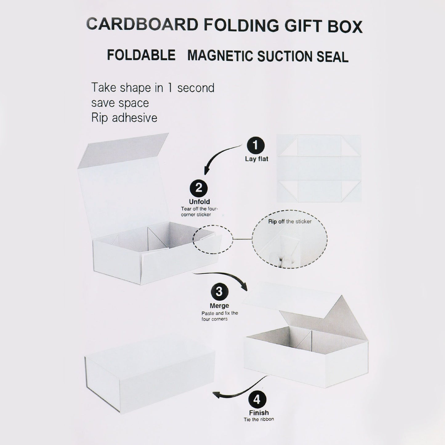 Caja de regalo plegable con Lazo 28.2x20.2x9.2 cm - Negra