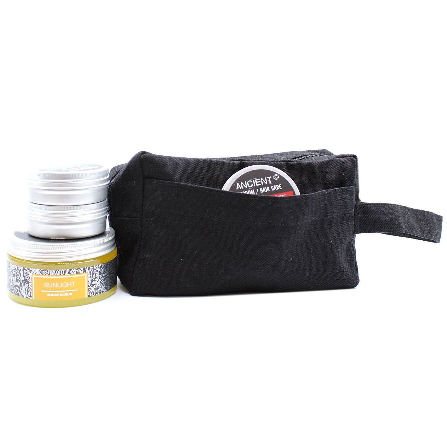 Neceser de algodón negro 10 oz - cuadrado clasico