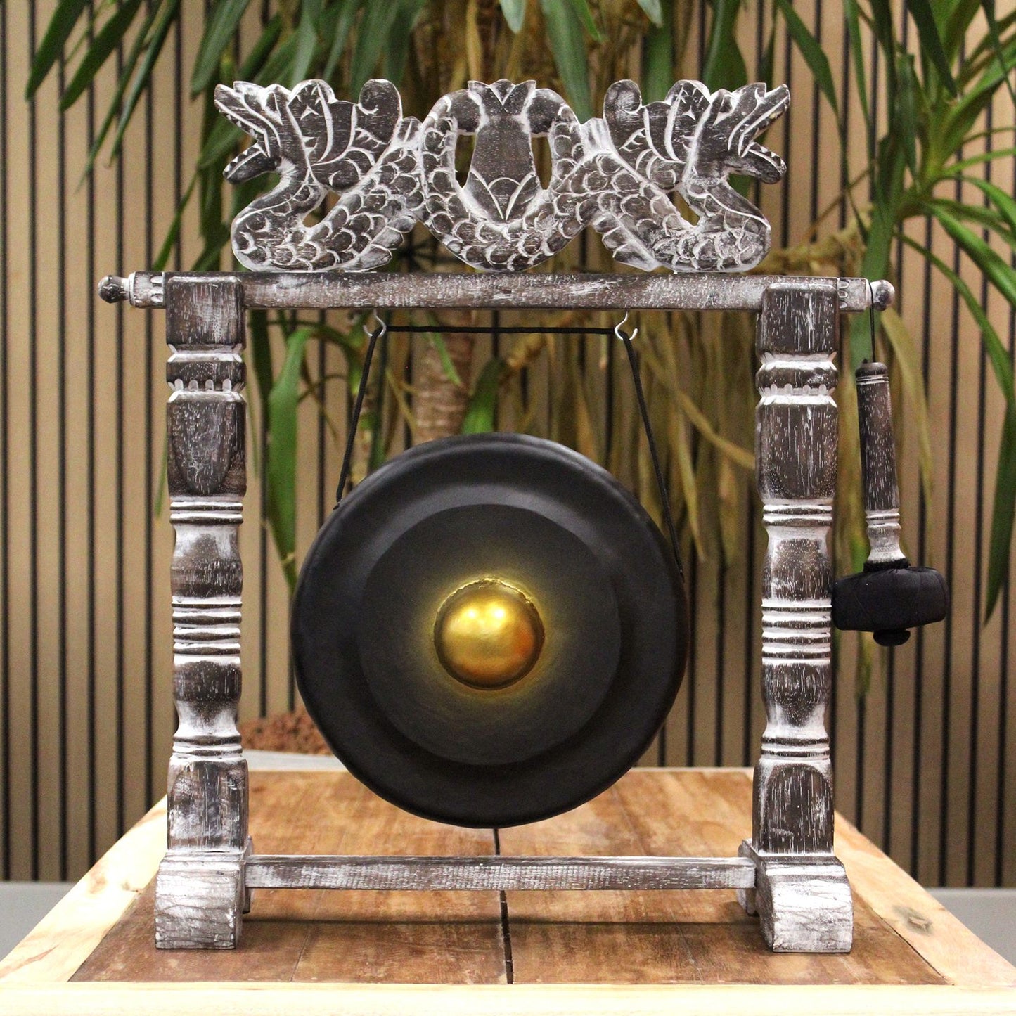 Gong Pequeño de Meditación con Soporte Negro (25cm)