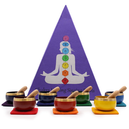 Set de Regalo de Cuencos Tibetanos de Chakras – Ritual de Calma y Meditación