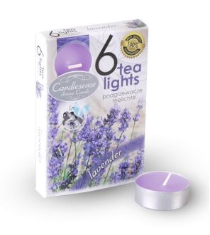 Caja de 6 Velas de Té Perfumadas con Fragancia a Lavanda
